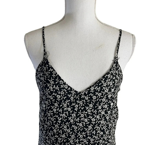 Aqua Black and White Floral Dress Size XS Asymmetrical Hem Spaghetti Straps - Picture 5 of 11